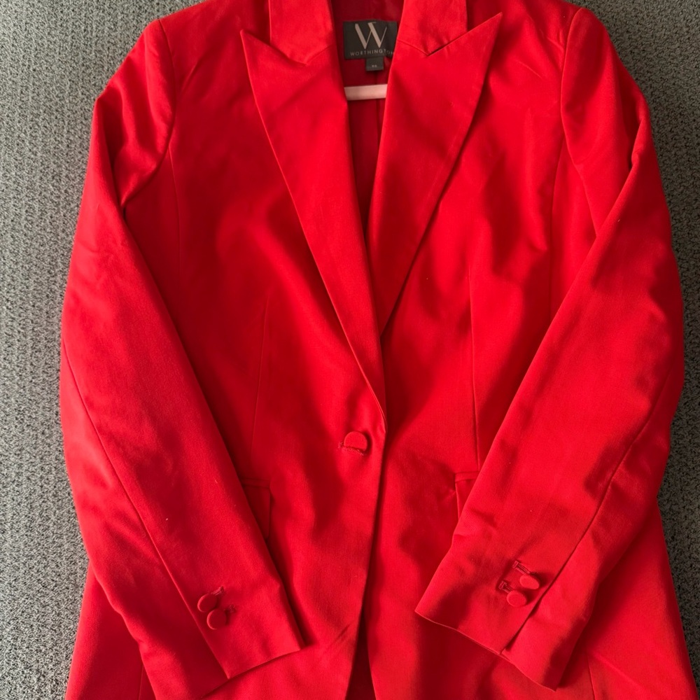 W by Worth Vibrant Red Single-Button Blazer
